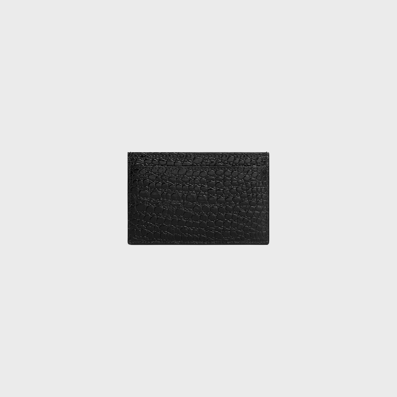 Card holder in CROCODILE EMBOSSED CALFSKIN - BLACK - SMALL GIFTS - 1 | CELINE