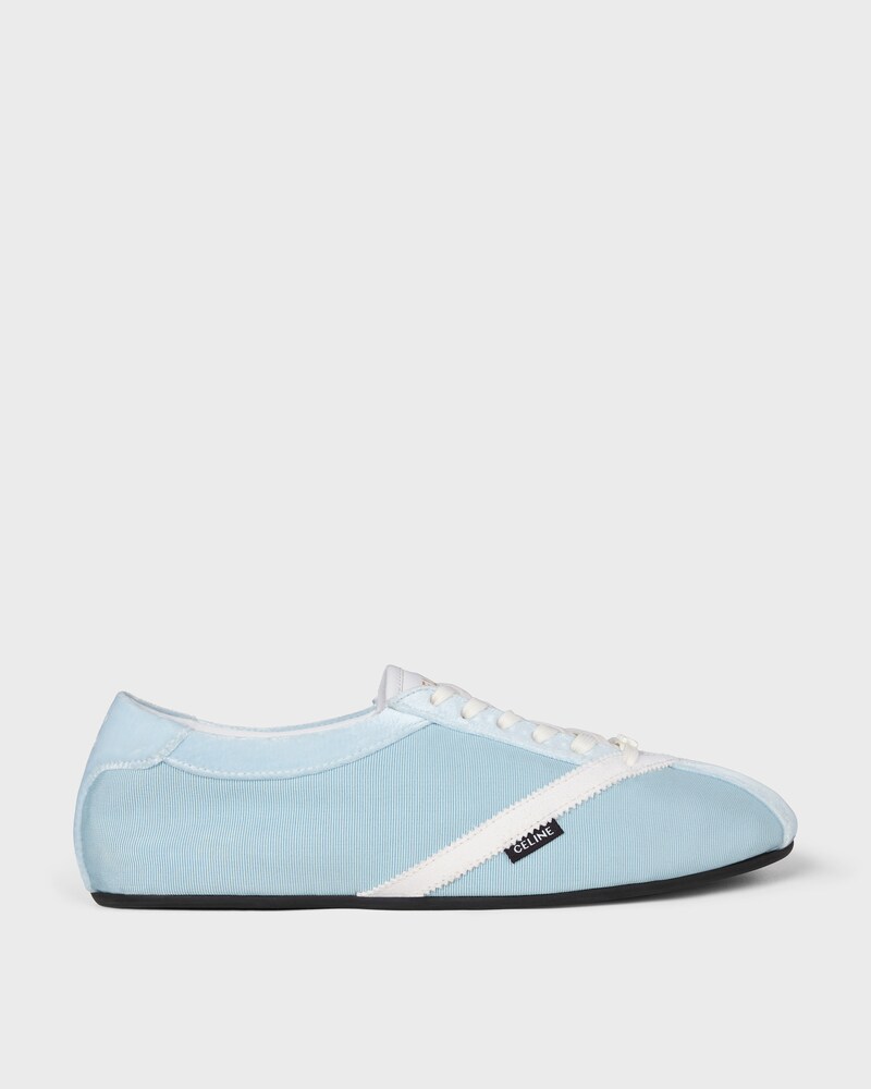 THE FLAT SNEAKER EN GROS GRAIN, VELOURS, CUIR DE CHÈVRE VELOURS ET CUIR D'AGNEAU - BLEU CLAIR / BLANC OPTIQUE -  - 1 | CELINE