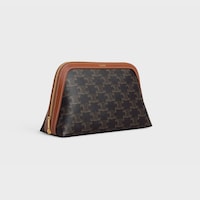 MEDIUM COSMETIC POUCH IN TRIOMPHE CANVAS AND CALFSKIN - TAN - LIFESTYLE - 2 | CELINE