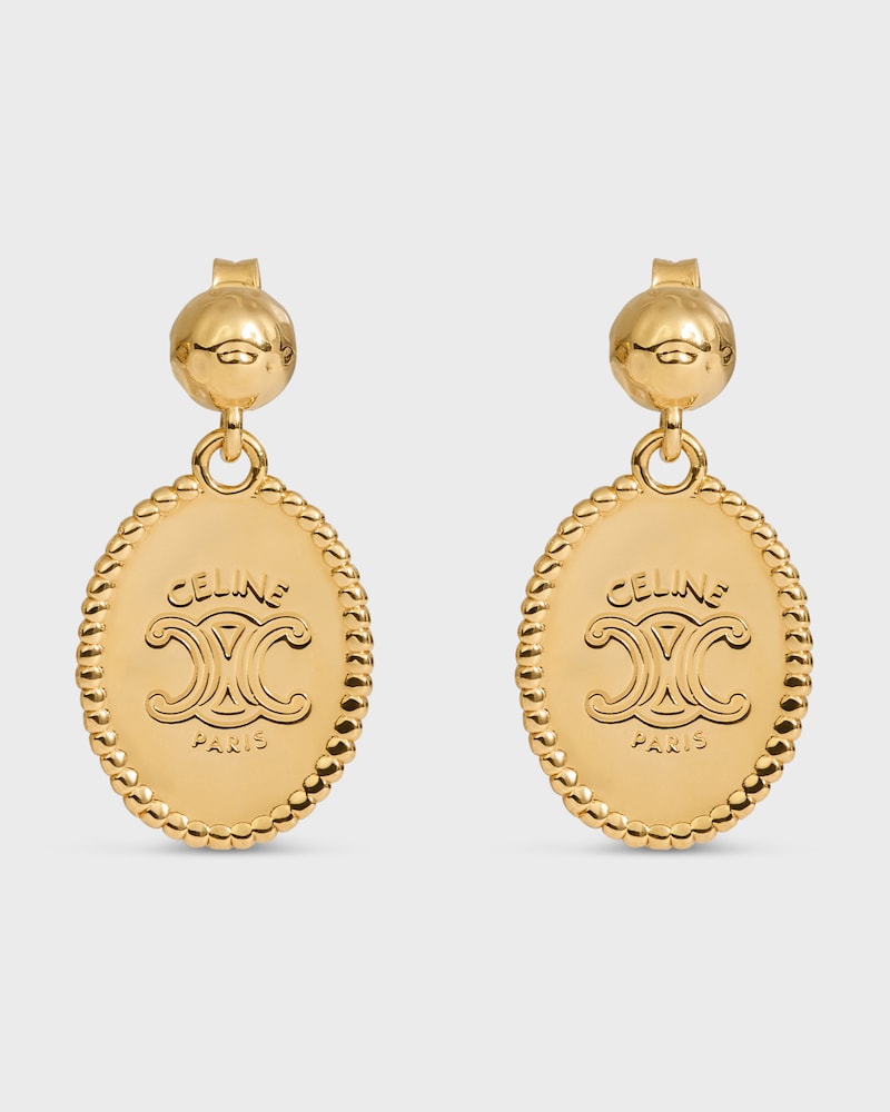 PENDIENTES DE MEDALLA TRIOMPHE DE LATÓN CON ACABADO DORADO - DORADO - PENDIENTES - 1 | CELINE