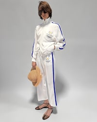 tracksuit pants IN double-face jersey - OFF WHITE / ELECTRIC BLUE -  - 2 | CELINE
