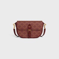 FOLCO SHOULDER BAG IN TRIOMPHE CANVAS AND CALFSKIN - BURGUNDY/TAN - TRIOMPHE CANVAS - 1 | CELINE