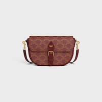 BOLSA DE OMBRO FOLCO em TRIOMPHE CANVAS E COURO DE VITELA - BURGUNDY/TAN - TRIOMPHE CANVAS - 1 | CELINE