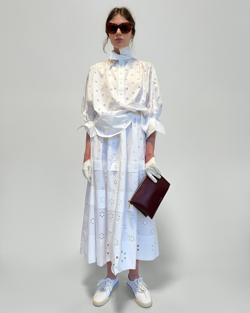 shirt IN broderie anglaise cotton - WHITE -  - 1 | CELINE