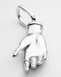CHARMS SMALL LUCKY HAND IN BRASS WITH RHODIUM FINISH, STRASS AND ENAMEL - Silver / Red / Crystal - CHARMS - 2 | CELINE