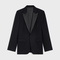 classic tux jacket IN grain de poudre wool - BLACK -  - 1 | CELINE