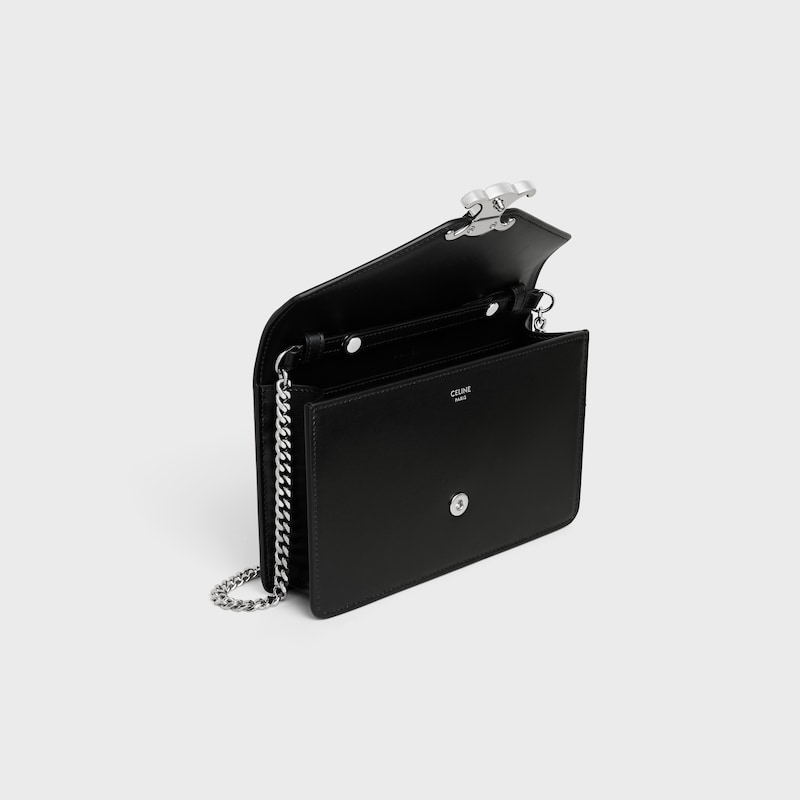 WALLET ON CHAIN MARGO in Shiny calfskin - BLACK - MORE LINES - 1 | CELINE