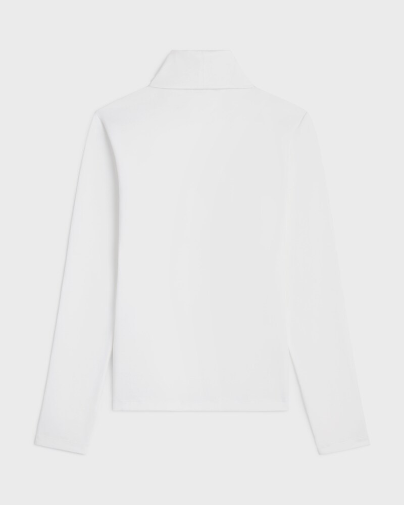 high neck top IN athletic cotton jersey - OPTIC WHITE/BLACK -  - 1 | CELINE