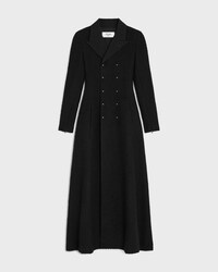 double-breasted coat IN wool natté - BLACK -  - 1 | CELINE
