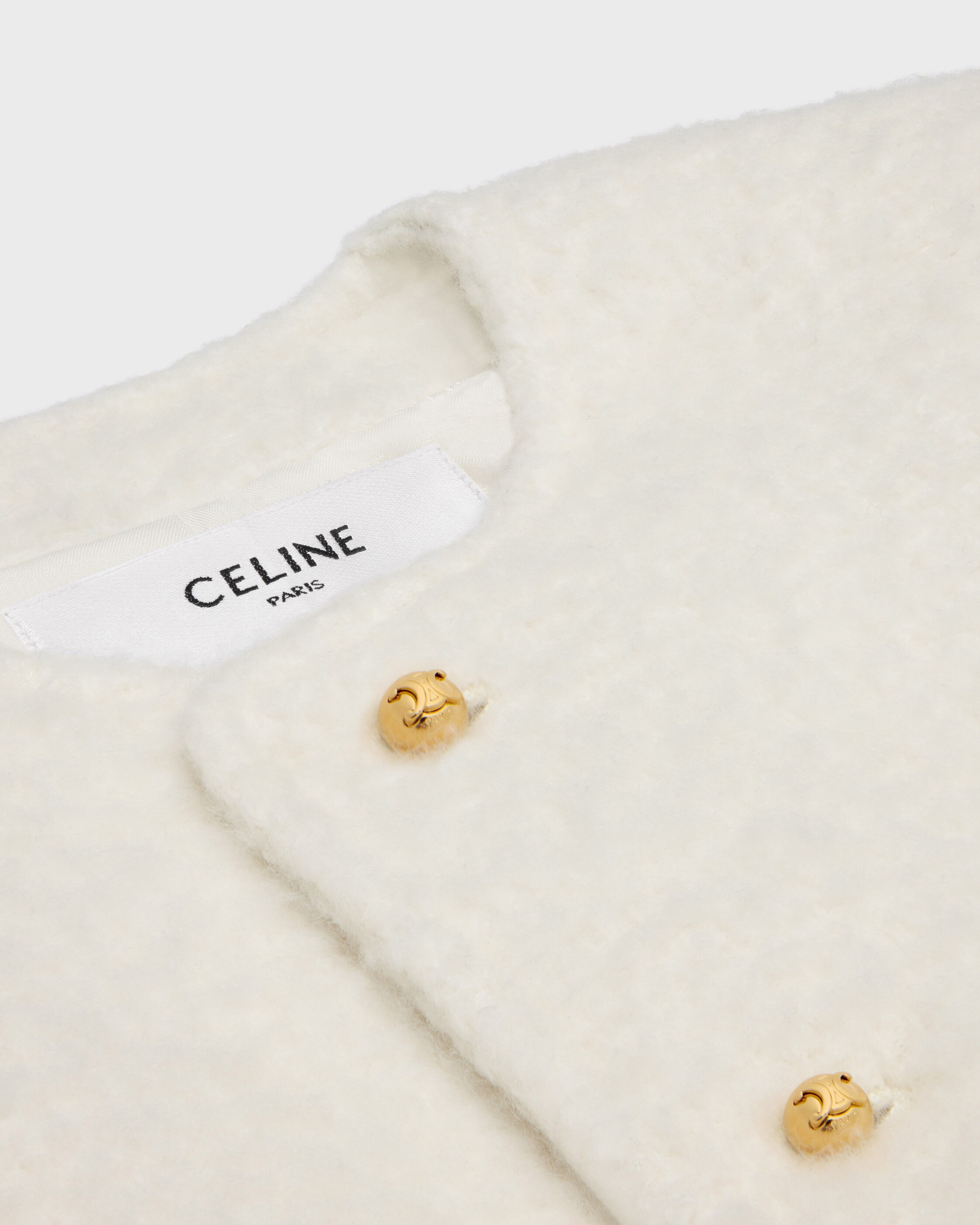 icone jacket IN cashmere and wool natté - WHITE | CELINE