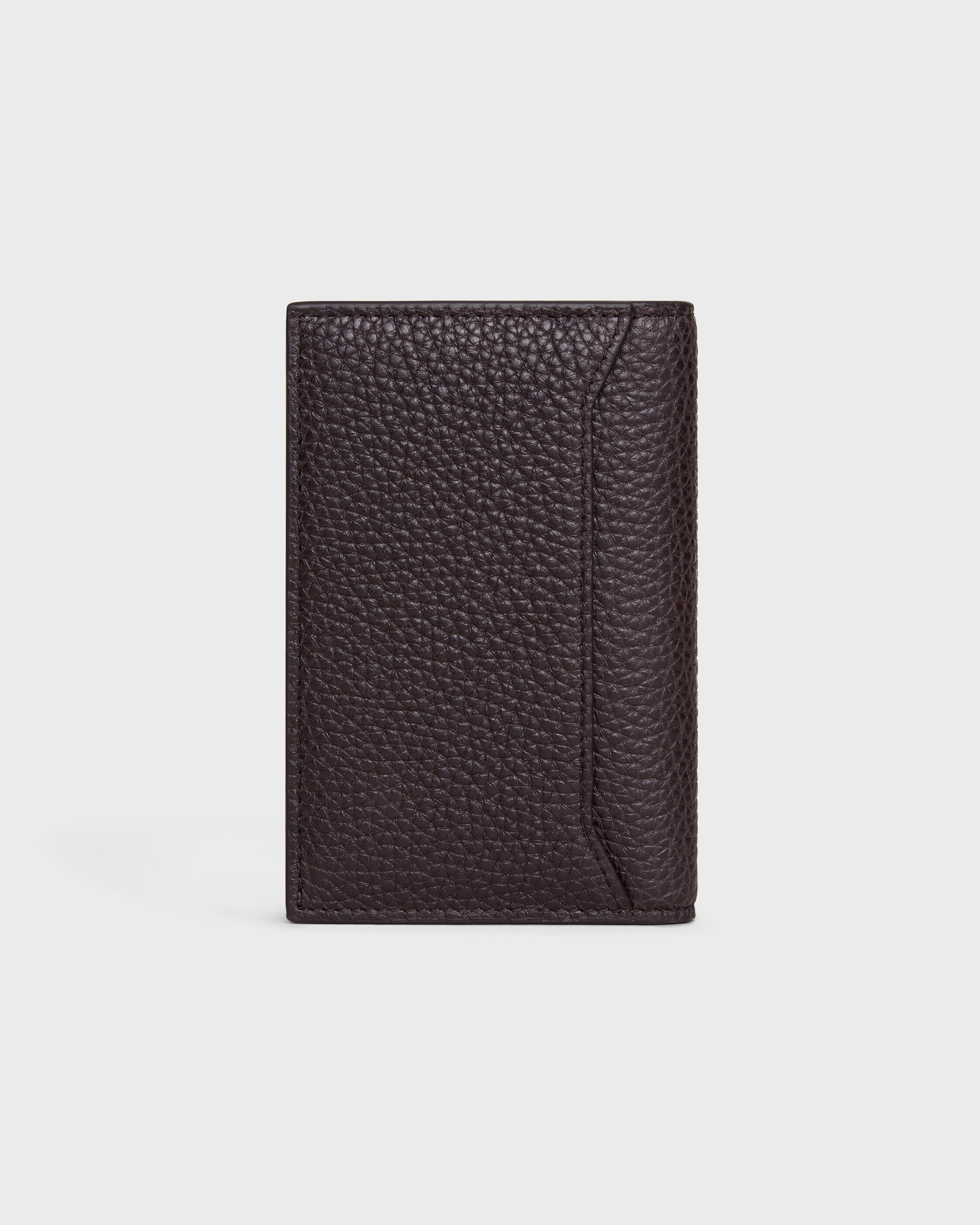 VERTICAL CARD HOLDER IN GRAINED CALFSKIN - ESPRESSO | CELINE