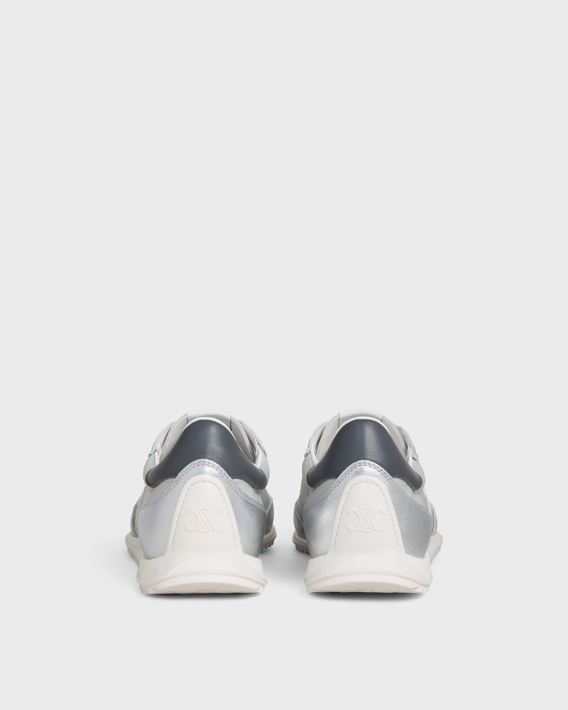 SNEAKER RACER EN NYLON, CUIR DE VEAU LAMINÉ ET CUIR DE VEAU - GRIS CLAIR/ARGENTÉ -  - 1 | CELINE
