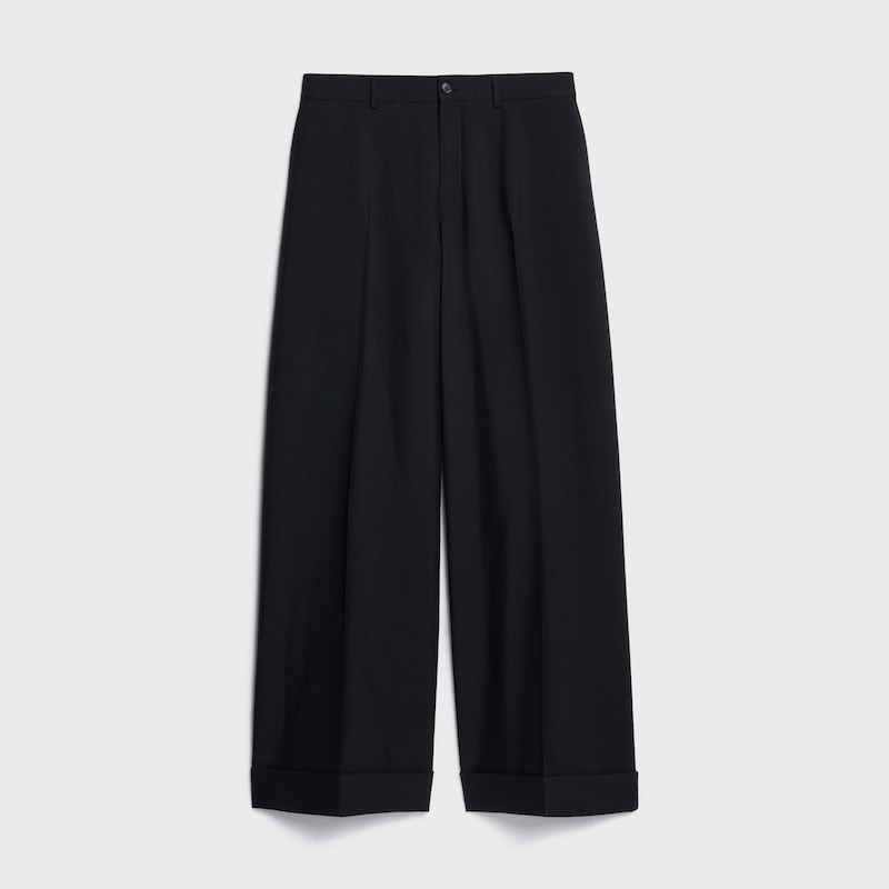 pantaloni dock lunghi in gabardine di lana e mohair - NERO -  - 1 | CELINE