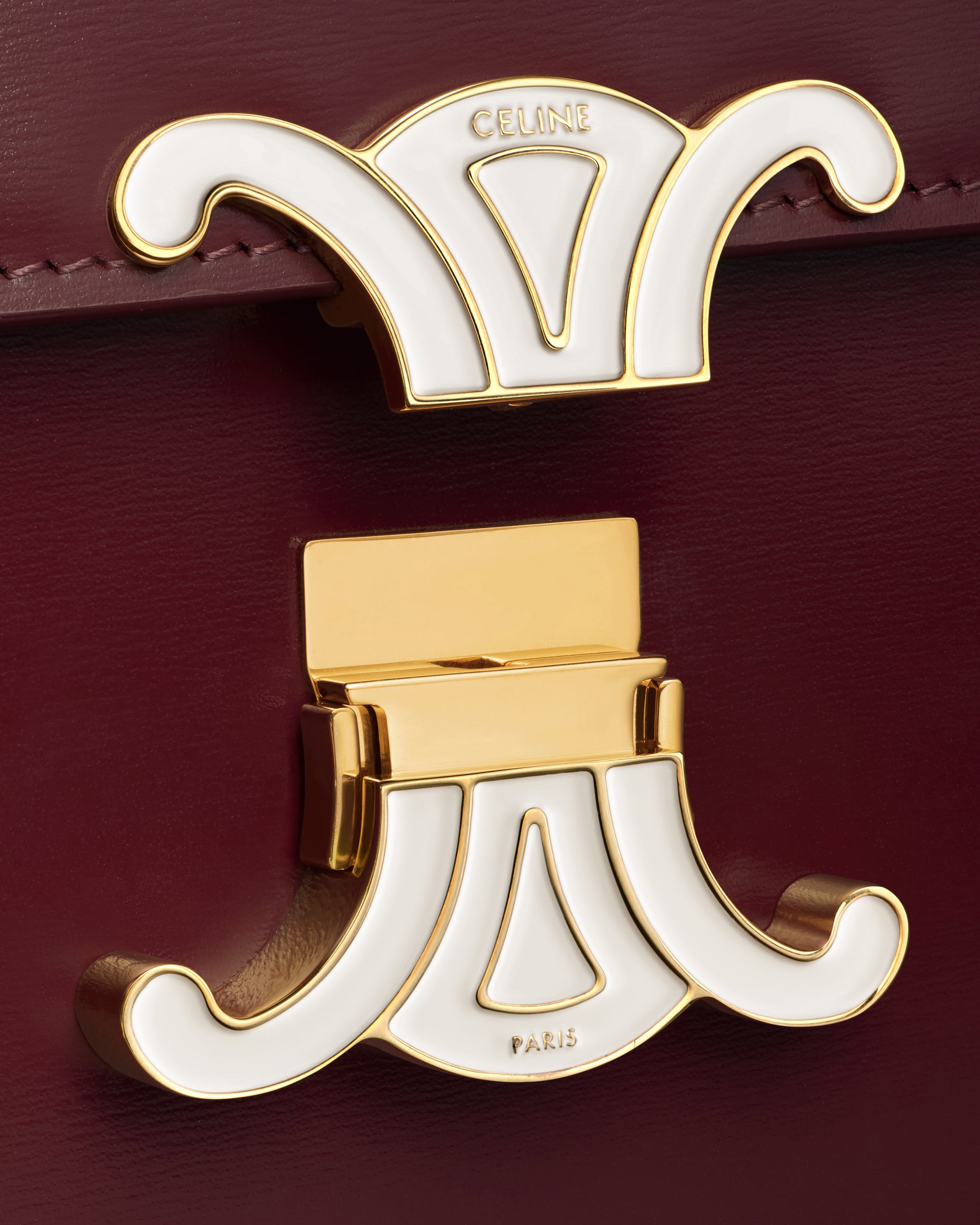 TEEN TRIOMPHE BAG IN SHINY CALFSKIN WITH ENAMEL CLOSURE - SYRAH
