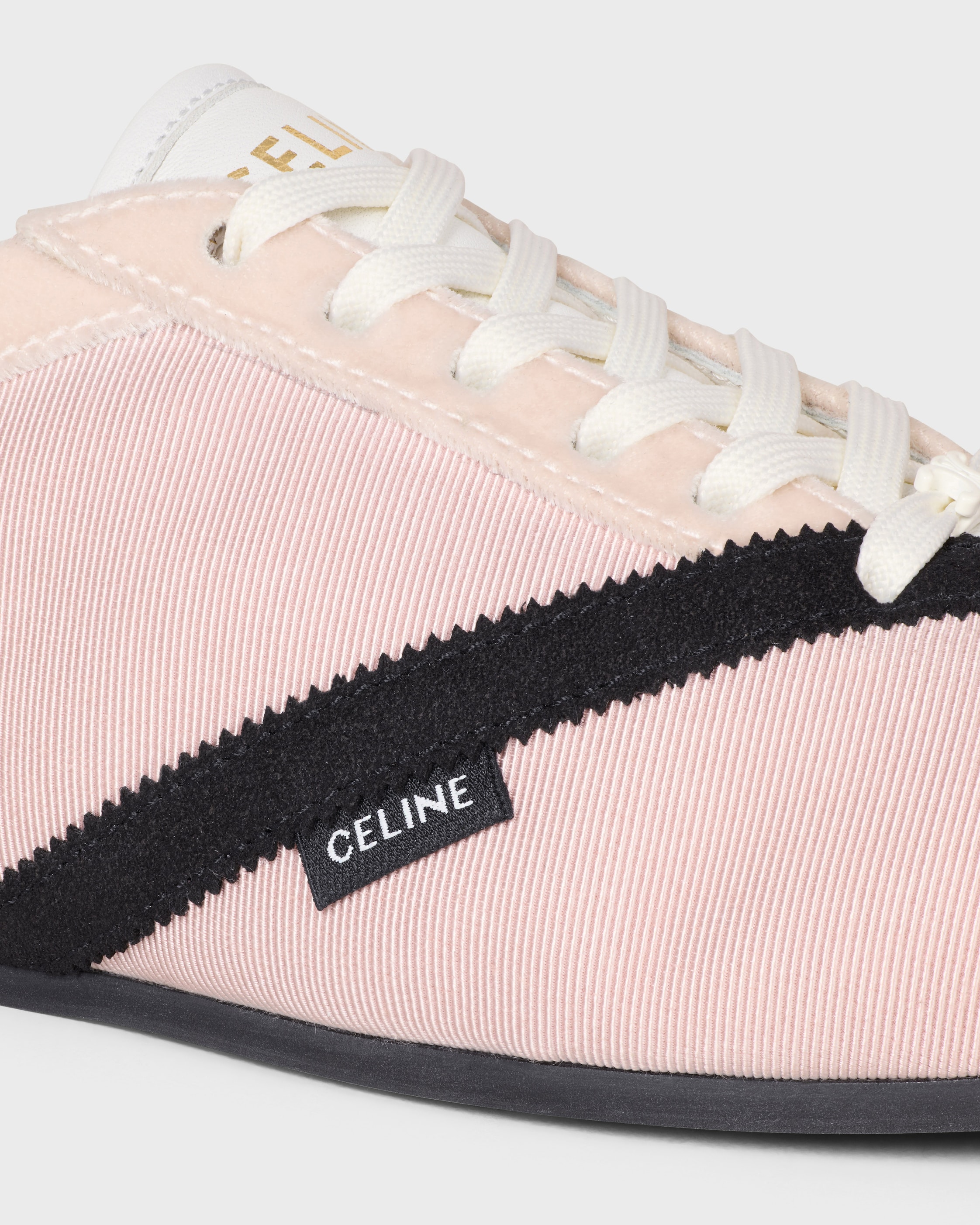 THE FLAT SNEAKER IN GROS GRAIN, VELVET, SUEDE GOATSKIN AND