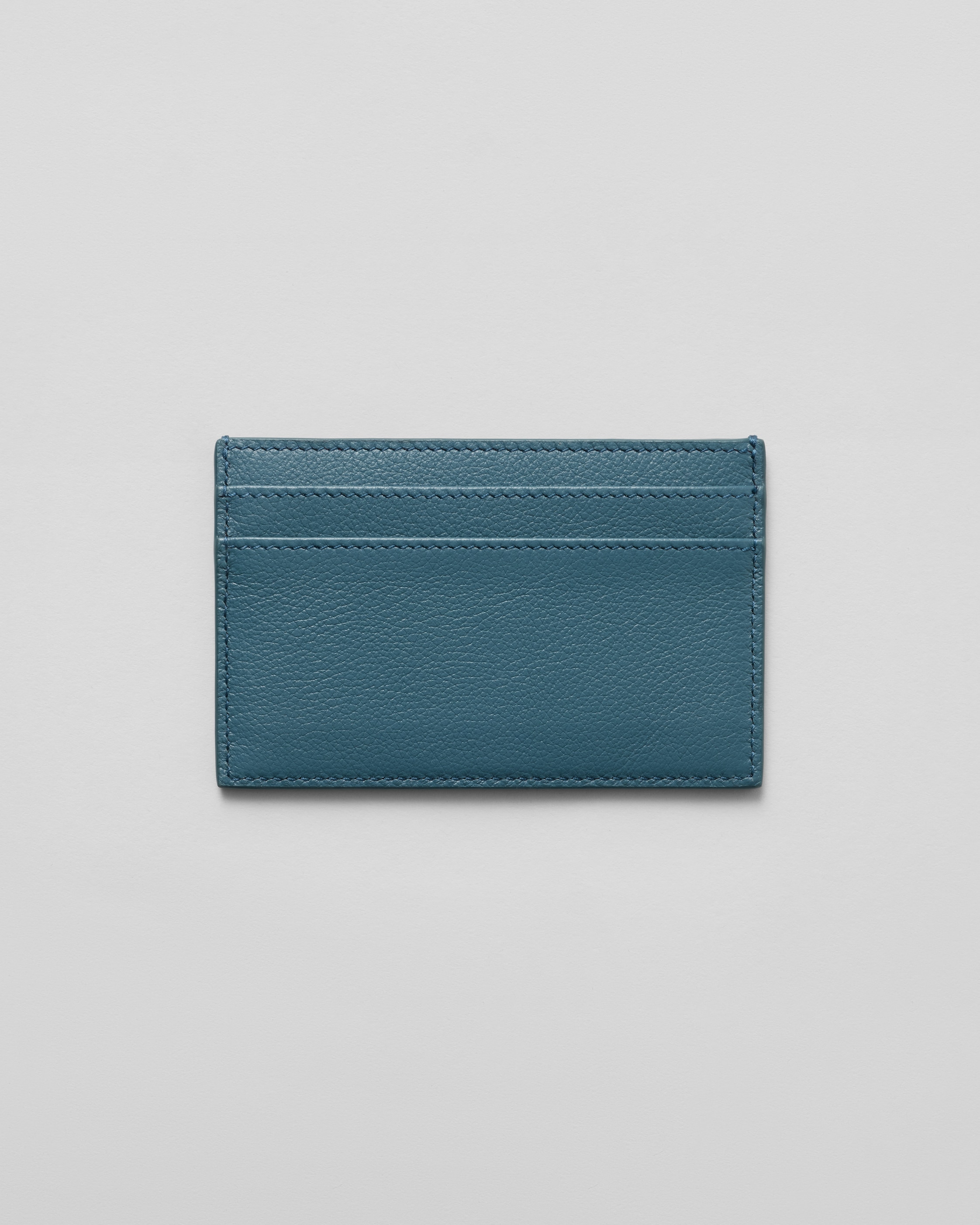 MEDIUM CARD HOLDER IN GRAINED SUPPLE CALFSKIN - OCEAN GREY