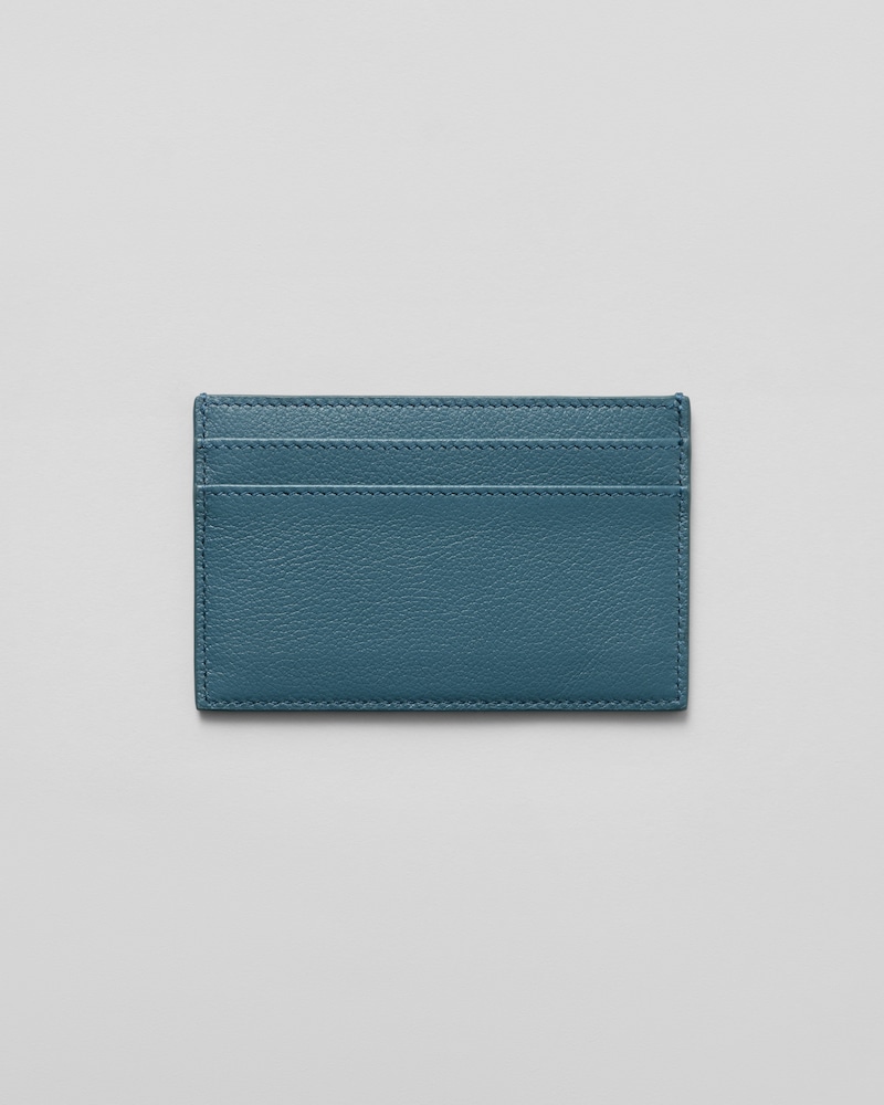 MEDIUM CARD HOLDER  IN GRAINED SUPPLE CALFSKIN - OCEAN GREY / MAGENTA - CARD HOLDERS - 1 | CELINE