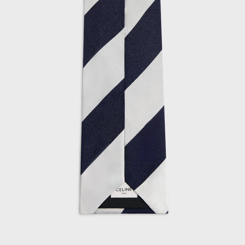 GESTREIFTE KRAWATTE AUS SEIDENJACQUARD - MARINEBLAU/SILBER -  - 1 | CELINE