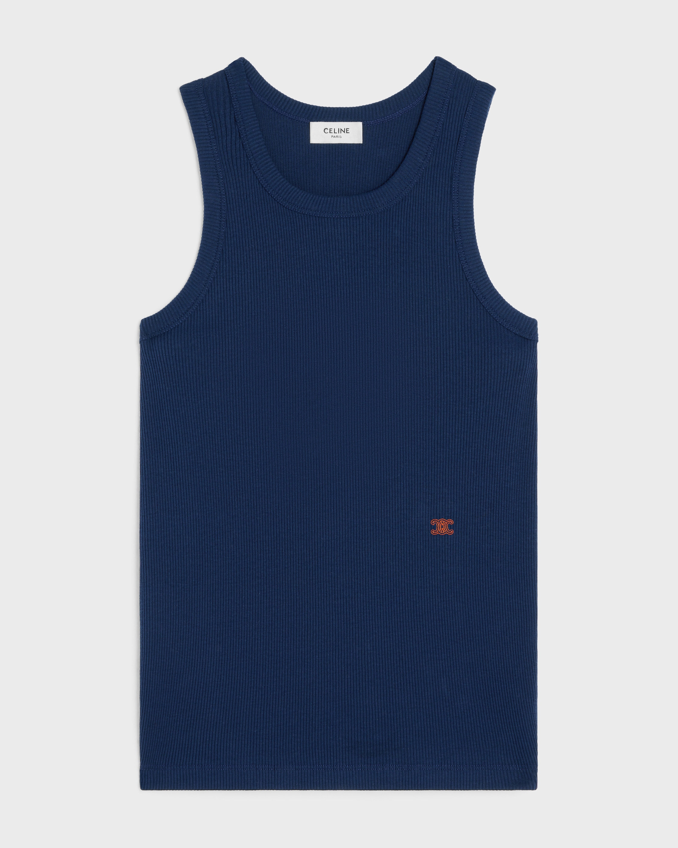 tank top IN ribbed cotton silk - NAVY/RED | CELINE