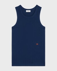 débardeur coton soie côtelé - NAVY/RED -  - 1 | CELINE