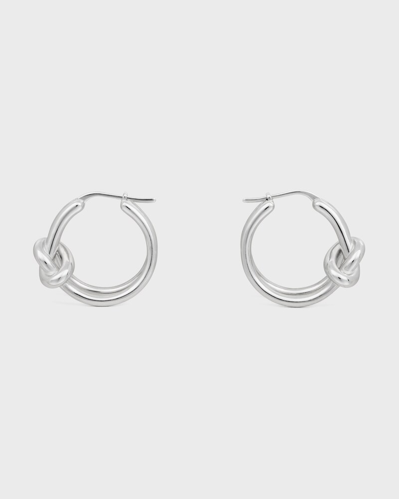 Knot Double Hoops in Brass with Rhodium Finish - SILVER - KNOT - 1 | CELINE