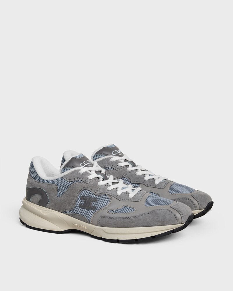 RUNNER SNEAKER IN CALFSKIN, SUEDE CALFSKIN AND MESH - GREY / ECRU -  - 1 | CELINE