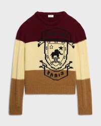 crewneck sweater IN CASHMERE - BURGUNDY/YELLOW/CAMEL -  - 1 | CELINE
