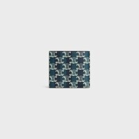 Bi-fold Wallet IN Striped Triomphe Canvas and Calfskin - BLACK/NAVY BLUE - WALLETS - 2 | CELINE