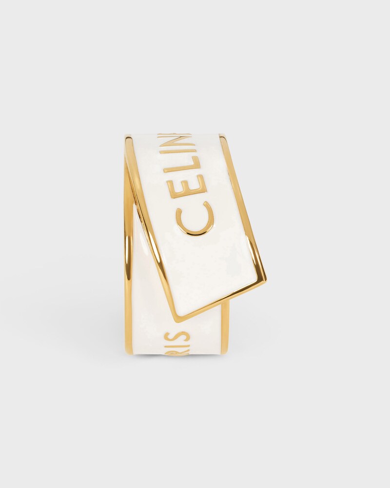 CELINE RIBBON RING IN ENAMEL AND BRASS WITH GOLD FINISH - IVORY / GOLD -  - 1 | CELINE
