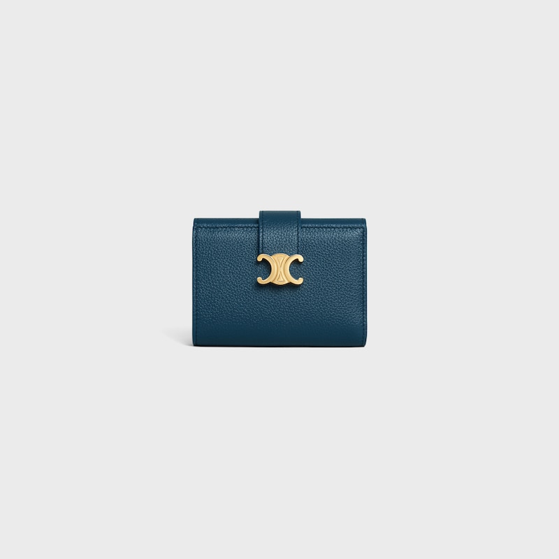 FINE STRAP WALLET NINO IN SUPPLE GRAINED CALFSKIN - TEAL BLUE - WALLETS - 1 | CELINE