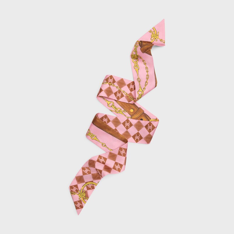 lavalliere IN silk twill - BROWN/PINK/GOLD -  - 1 | CELINE