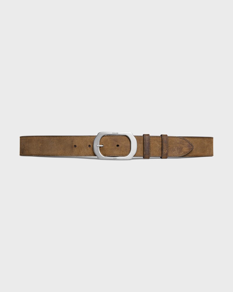 BC-21 35MM BELT IN Suede Calfskin with waxed effect - BROWN -  - 1 | CELINE