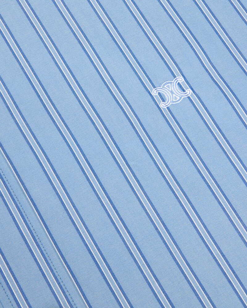 CAMISA CLÁSICA DE POPELINA DE ALGODÓN A RAYAS - AZUL LAVADO/AZUL/TIZA -  - 1 | CELINE