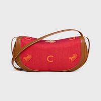 LITTLE HOT DOG EM JACQUARD C SULKY E COURO DE VITELA - GOLDEN TAN / RED - NOVO - 2 | CELINE