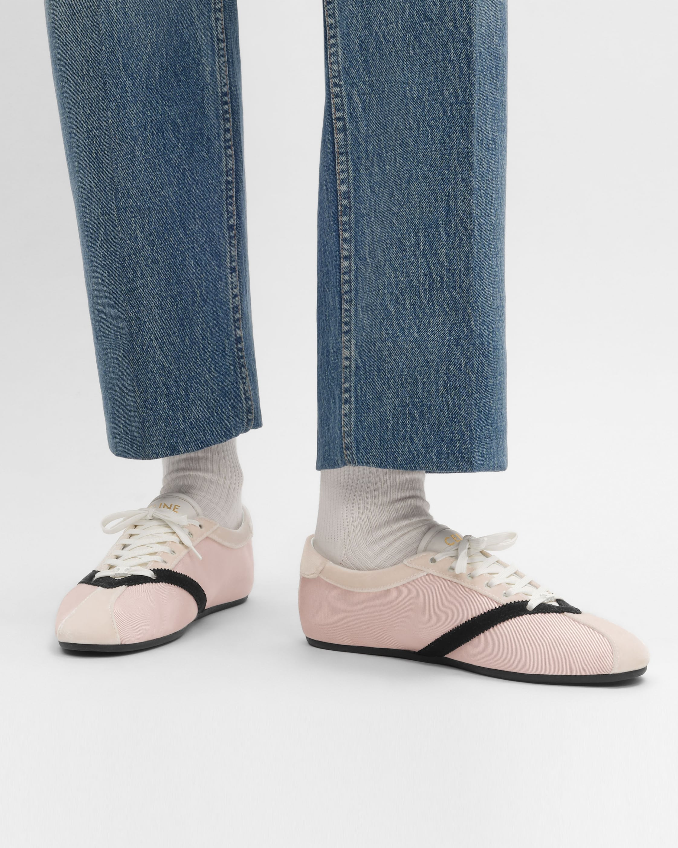 THE FLAT SNEAKER IN GROS GRAIN, VELVET, SUEDE GOATSKIN AND