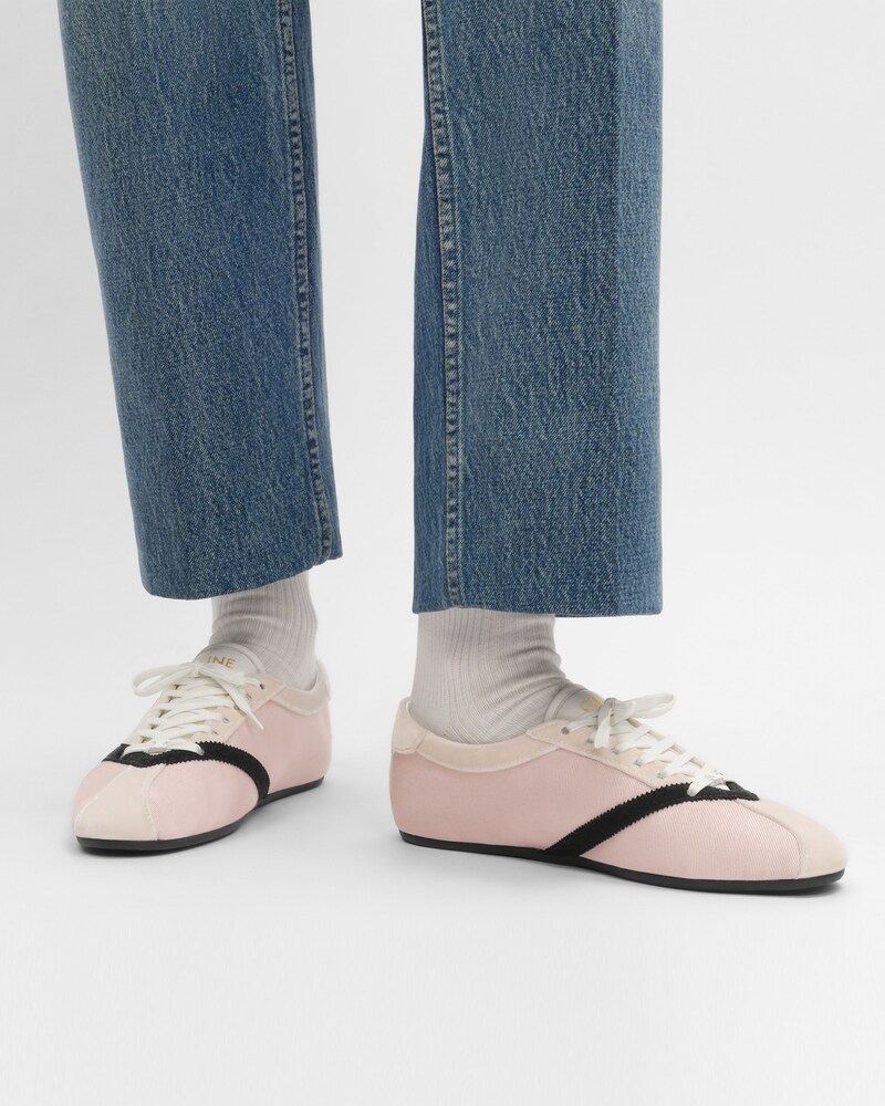 THE FLAT SNEAKER EN GROS GRAIN, VELOURS, CUIR DE CHÈVRE VELOURS ET CUIR D'AGNEAU - ROSE / NOIR -  - 1 | CELINE