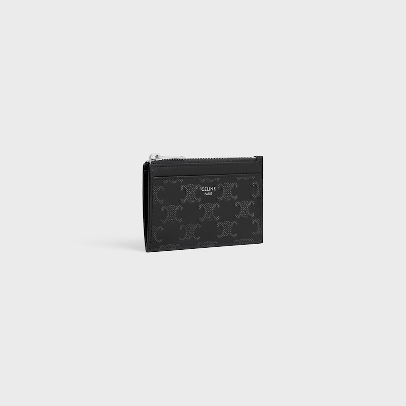Porte-cartes zipp&eacute; en Veau emboss&eacute; TRIOMPHE - NOIR - GIFT FINDER - 1 | CELINE
