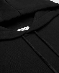 SUDADERA CORTA CON CAPUCHA DE FELPA DE ALGODÓN - NEGRO/ROJO CEREZA -  - 2 | CELINE