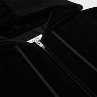 loose zip up hoodie IN velvet jersey - BLACK / WHITE -  - 2 | CELINE