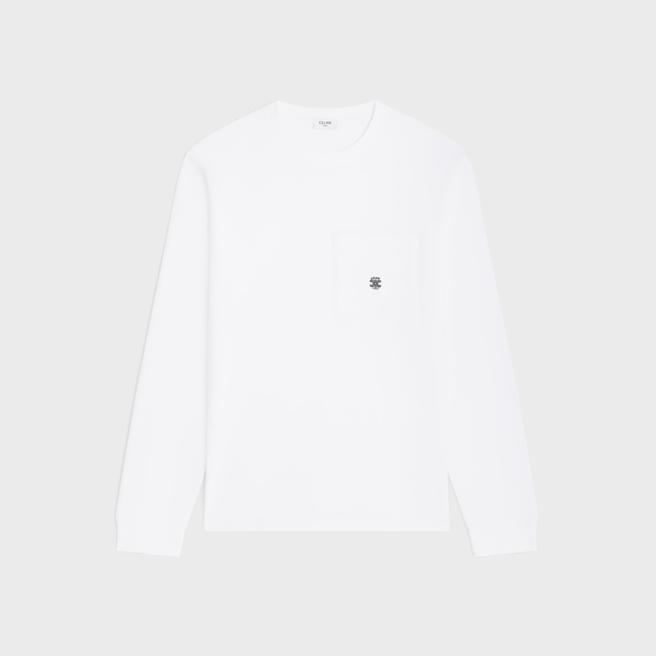 LONG-SLEEVED T-SHIRT IN cotton jersey - OPTIC WHITE/BLACK | CELINE