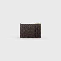 Zipped Card Holder IN Triomphe Canvas and lambskin - TAN - CARD HOLDERS - 2 | CELINE