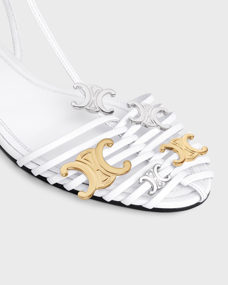 CAGE FLAT SANDAL IN GOATSKIN - WHITE -  - 1 | CELINE