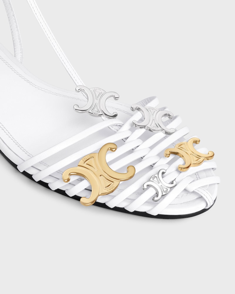CAGE FLAT SANDAL IN GOATSKIN - WHITE -  - 1 | CELINE