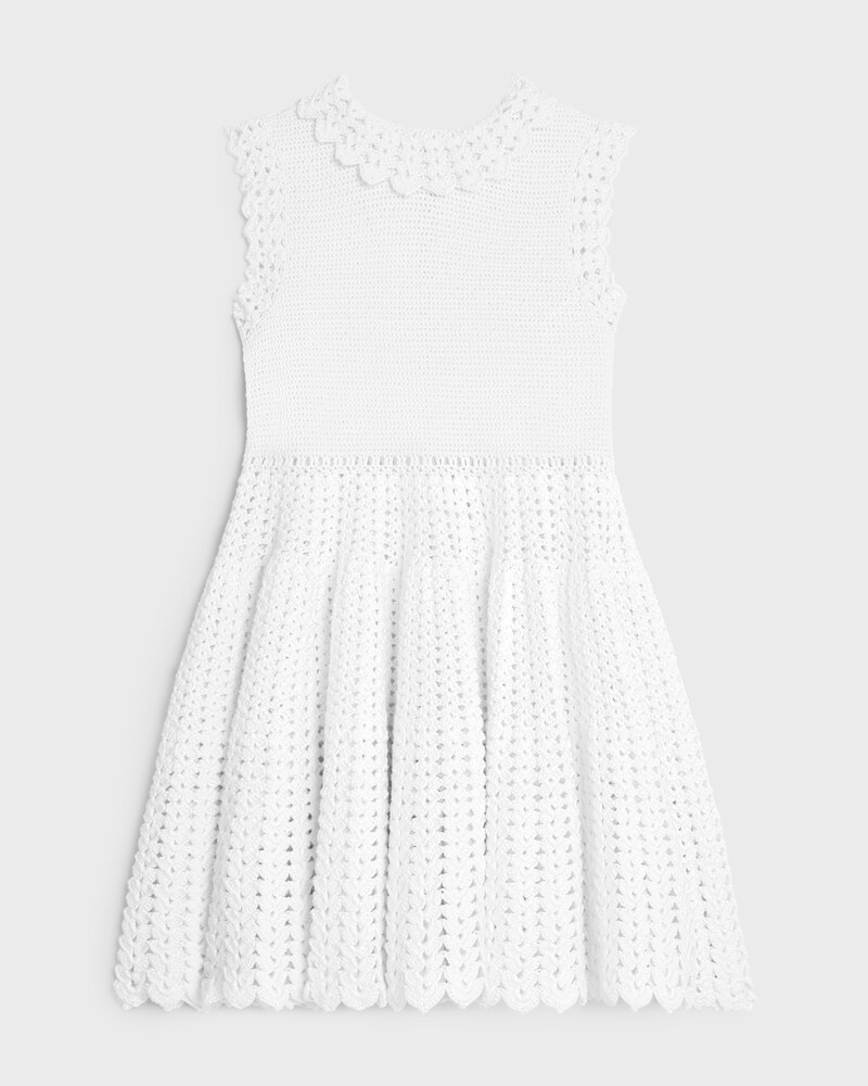 mini robe crochet coton - OPTIC WHITE -  - 1 | CELINE