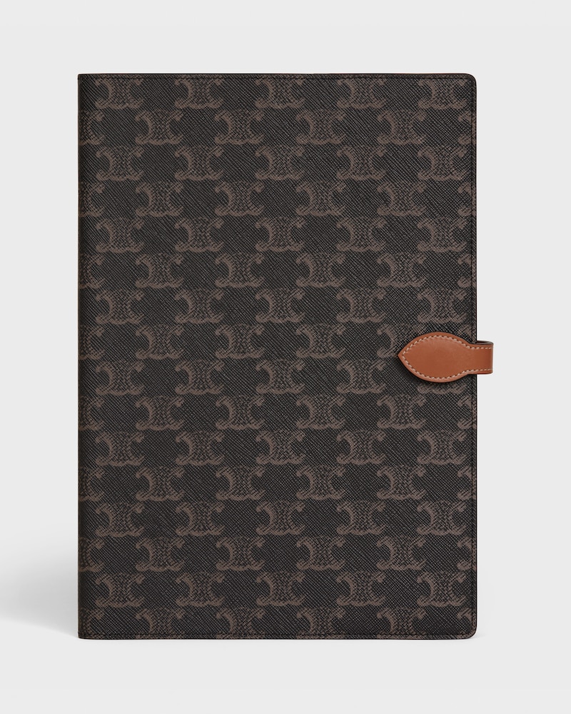 Large notebook cover in triomphe canvas and calfskin - TAN - CELINE MAISON - 1 | CELINE