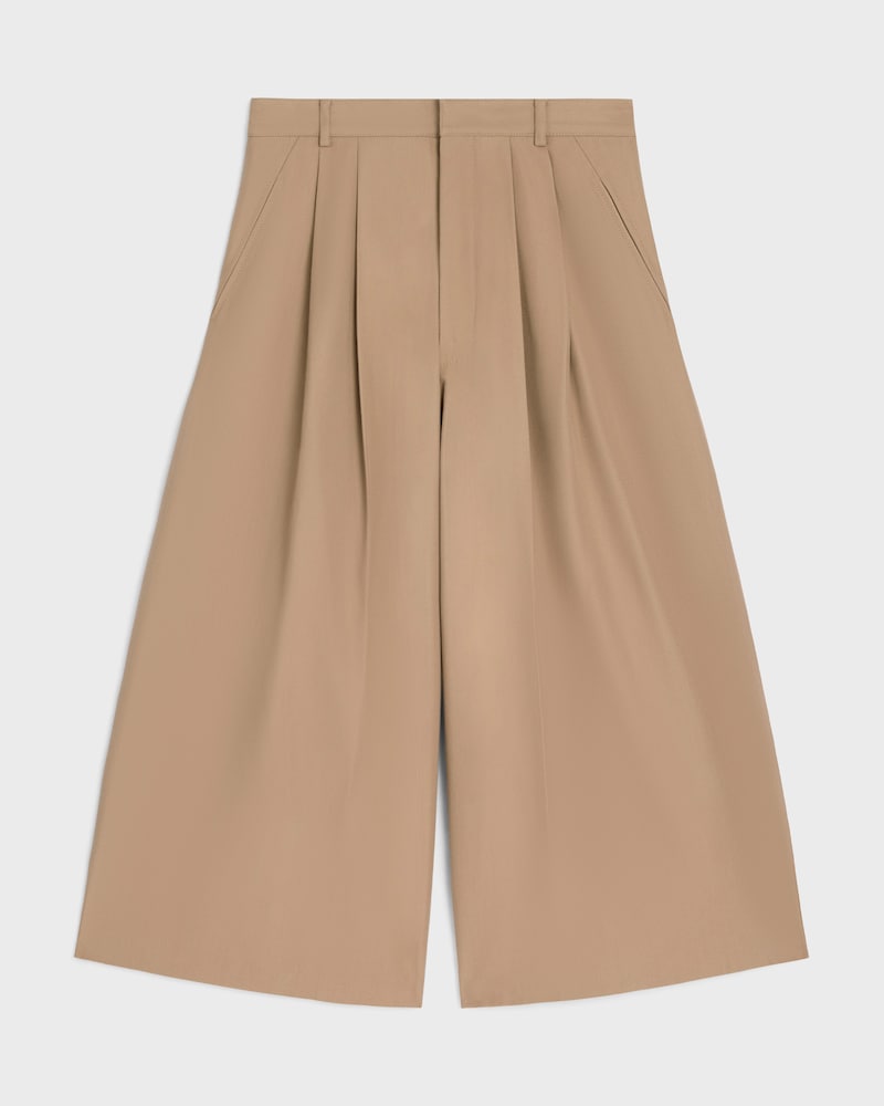 calça cropped montauk EM GABARDINE DE ALGODÃO E LÃ - BEGE - - 1 | CELINE