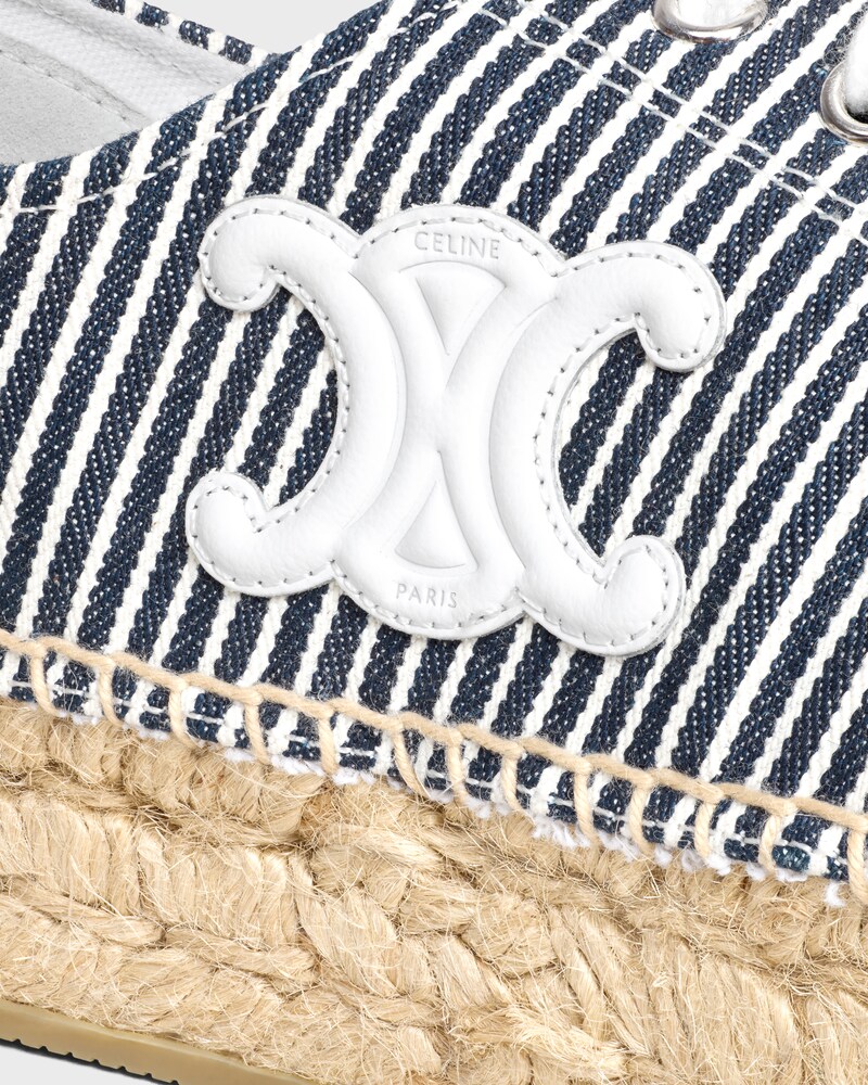 LES ESPADRILLES CELINE LACE-UP IN Oshkosh canvas and Calfskin - OFF WHITE / NAVY -  - 1 | CELINE