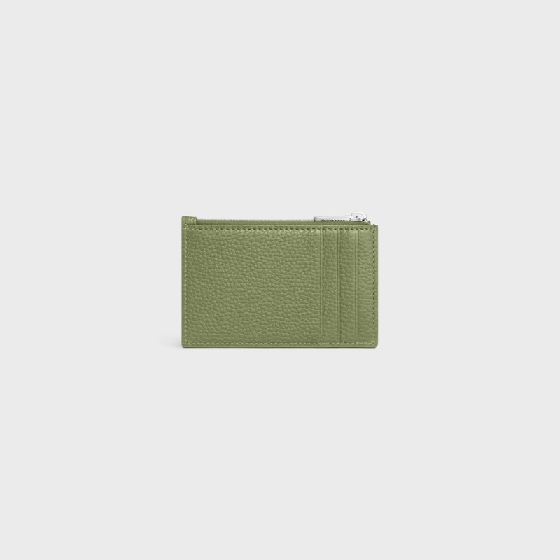 Porte-cartes zipp&eacute; EN VEAU GRAIN&Eacute; - KAKI CLAIR - PORTE CARTES - 1 | CELINE