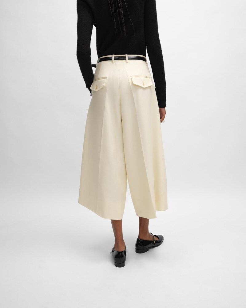 montauk cropped trousers IN DIAGONAL WOOL - IVORY -  - 1 | CELINE