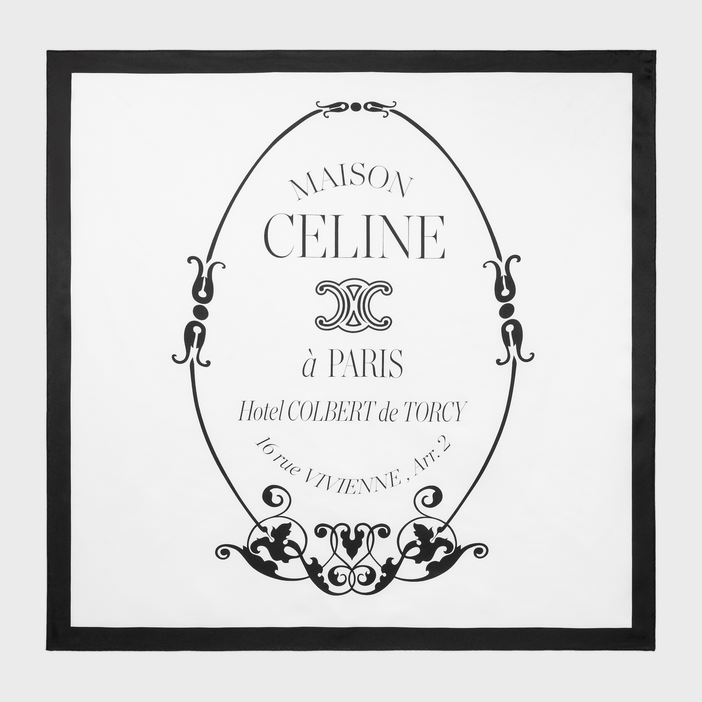SQUARE IN BLASON COLBERT SILK TWILL - OFFWHITE/BLACK | CELINE
